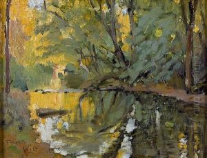 Abendliche Flusspartie Im Wald. by Frank Will