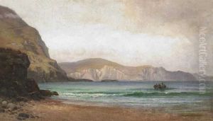 View Of Achill Island And Fisherman
