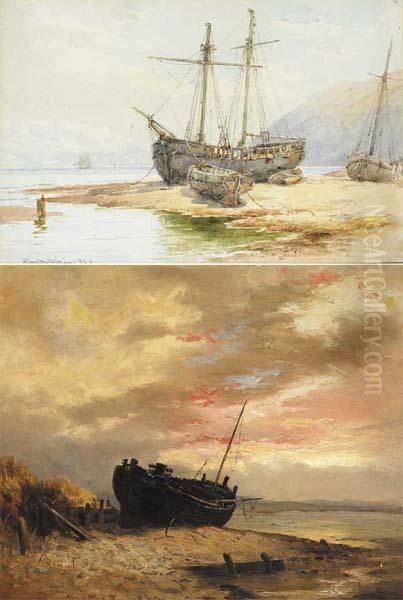 Beached Sailing Craft And Beached Fishing Smack (a Pair) - view 1