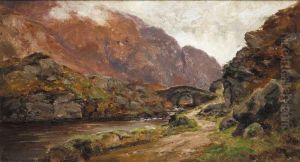 Mountain Stream With Bridge by Alexander Williams
