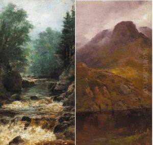 Rocky Stream And Mountain Lake (a Pair) by Alexander Williams