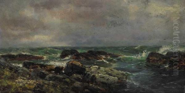 Stormy Seascape With Rocks - view 1