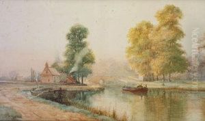 Barge On Canal by Alexander Williams