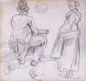 Croquis d'un paysan et d'une paysanne by Wolfgang-Adam Toepffer
