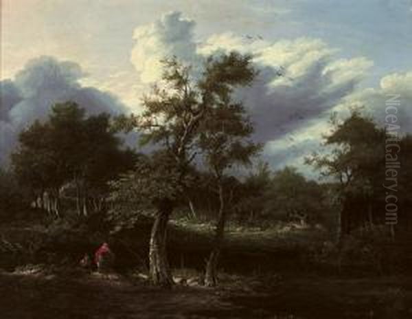 Figures In A Wooded Landscape - view 1