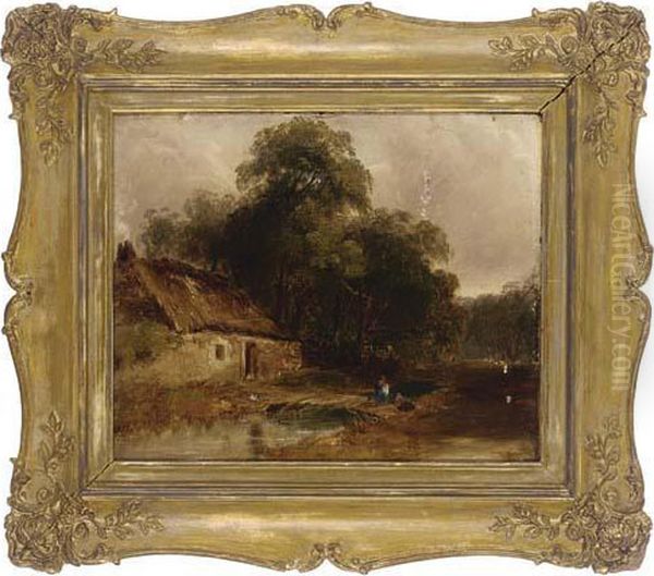 Figures On A Bridge Before A Cottage - view 1