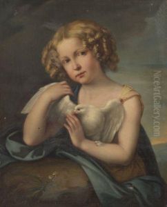 Girl Holding A Dove.