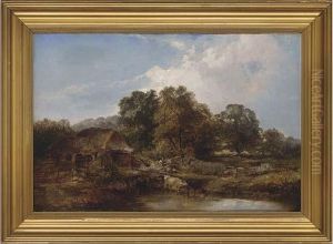 Cattle Watering Before A Barn