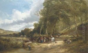 A Gypsy Encampment In A Wooded Landscape by Edward Charles Williams