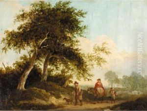 The Farmers Rest; Outside The Cottage; The Gypsy Family by Edward Charles Williams