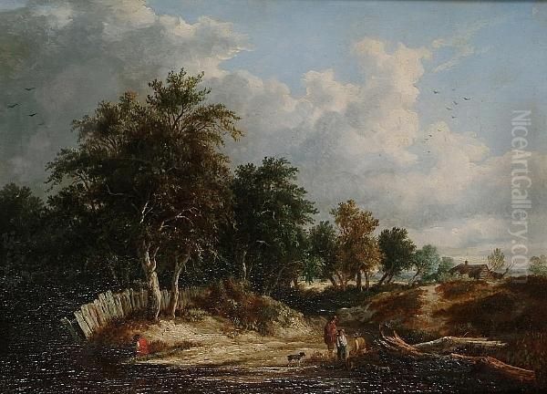 Extensive Landscape With Figures In A Clearing In The Foreground, Woodland Beyond - view 1