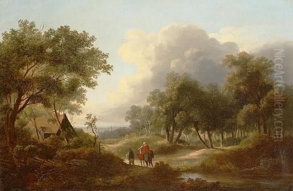 Figures In A Wooded Landscape - view 1