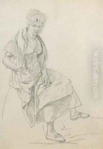 Paysanne assise sur une pierre by Wolfgang-Adam Toepffer