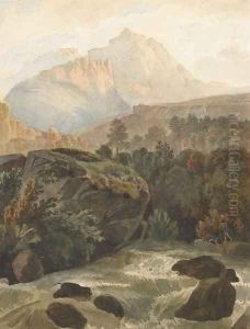 Vue d'un paysage montagneux avec torrent by Wolfgang-Adam Toepffer