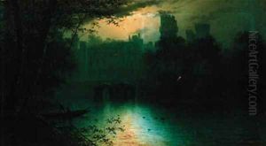 Warwick Castle by night by Louis Timmermans
