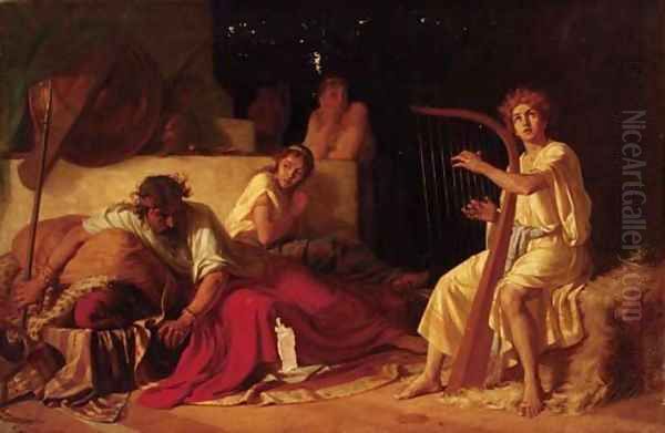 David playing the Harp before Saul - view 1
