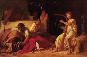 David playing the Harp before Saul