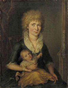 Portrait of a woman with her child on her lap by Johann Friedrich August Tischbein