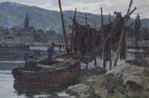 Fishermen Drying Nets by Terrick John Williams
