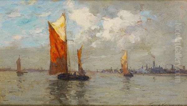 Barges In Light Airs, Probably On The Medway - view 1