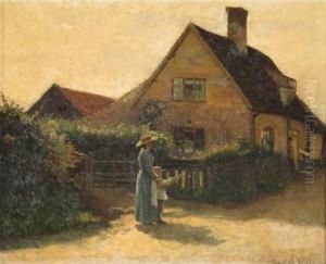 A Mother And Son By A Cottage A Mother And Son By A Cottage