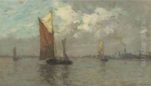 Twilight Ships With Town Beyond by Terrick John Williams