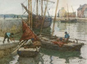 The Harbour At Concarneau by Terrick John Williams