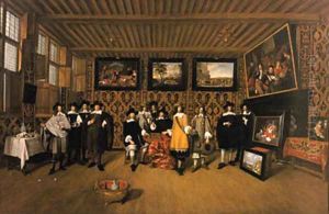 A group portrait of twelve gentlemen in an interior by Gillis Van Tilborch