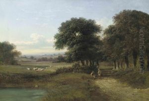 Two Boys On A Country Track Beside A Pond