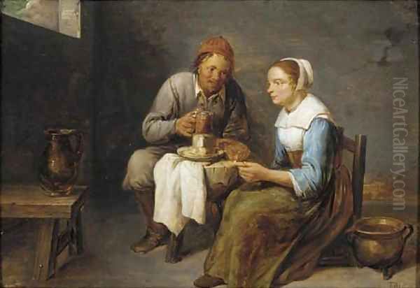 A couple sitting and having a meal - view 1