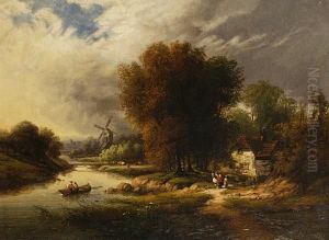 River Landscape With A Barge