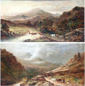 Mountain River Landscapes With Cattle