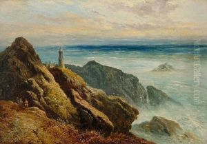 Rocky Coastal Scene With Lighthouse And Figures