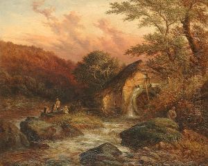 Anglers By A Watermill.