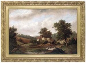 Children Playing With A Toy Boat On A Farm Pond