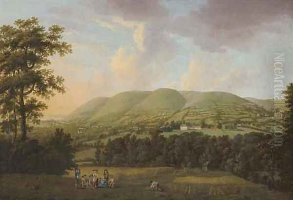 View Of Holnicote House, Somerset, With Harvesters Resting In Foreground - view 1