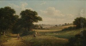 An Extensive Pastoral Landscape With Children On A Country Lane
