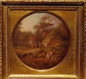 Peasant Family Outside Cottage