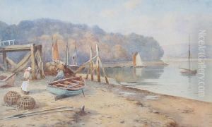 Fishing Boats On A Conway Quay by Warren Williams
