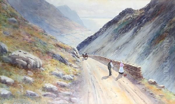 Sychnant Pass, With Travellers, Horse And Cart Before An Extensive Landscape - view 1