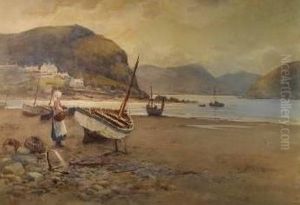 Hilly Estuary Scene With Cottages