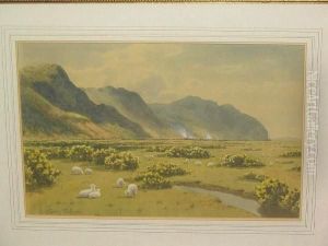 Extensive Country Landscape With Sheep Grazing by Warren Williams