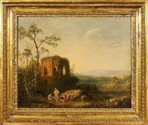 "paesaggio Italiano Con Tempio E Figure" by Richard Wilson