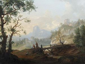 Figures In An Italianate Landscape by Richard Wilson