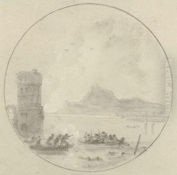 A Skirmish In Rowing-boats In The Bay Of Baiae - view 1
