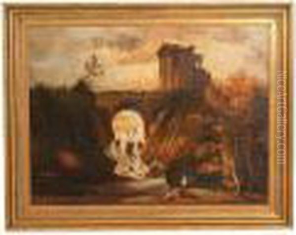 A Capriccio Landscape With Figures Beside Awaterfall - view 1