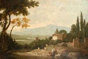 Figures In An Italianate Landscape by Richard Wilson