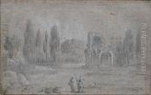 Ruins Amid Cypress Trees by Richard Wilson
