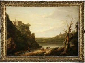 Figures In An Italianate Landscape With A Distant Hillside Village by Richard Wilson