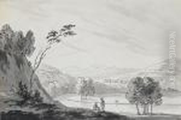 Landscape With A View Across A Lake To Distanthills - view 1